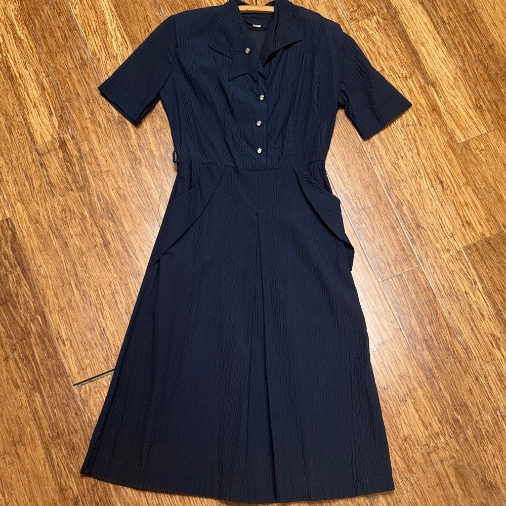 Vintage 1940’s dark Blue Midi Dress